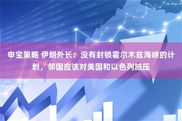 申宝策略 伊朗外长：没有封锁霍尔木兹海峡的计划，邻国应该对美国和以色列施压